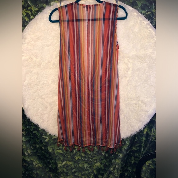 Striped Multicolor Sleeveless Coverup Dress - Picture 10 of 12